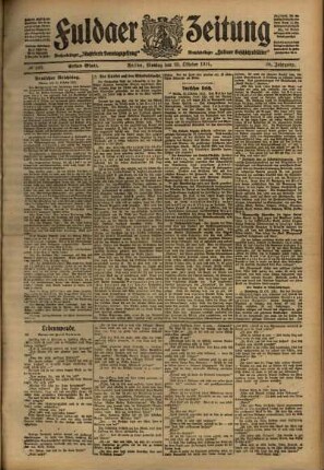 Erste Ausgabe vom Montag, den 23. Oktober 1911.