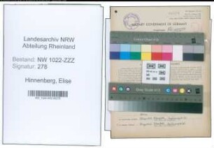 Entnazifizierung Elise Hinnenberg , geb. 23.04.1885 (Haendlerin)