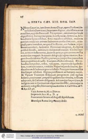 13. Nerva Caes. XIII. Rom. Imp.