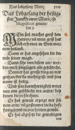 Das Lobgesang der heiligsten Junckfrawen Mariae ...