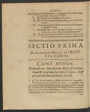 Sectio Prima De Sacrificio Missae, ut Propitiatorio