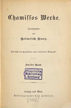 Chamissos Werke, 2