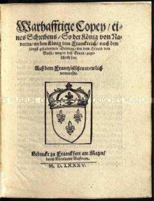 Schreiben von Henri IV. von Frankreich an Enrico III. von Navarra
