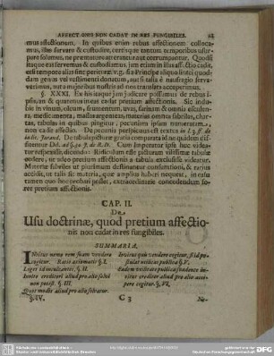Cap. II. De Usu doctrinae, quod pretium affectionis non cadat in res fungibiles