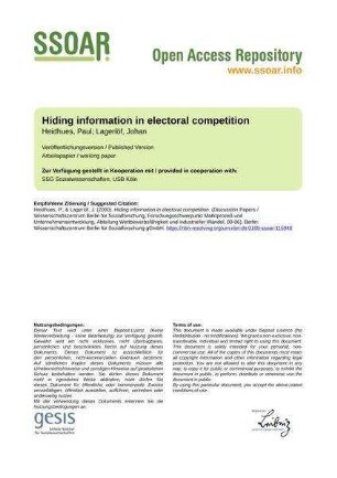 Hiding information in electoral competition