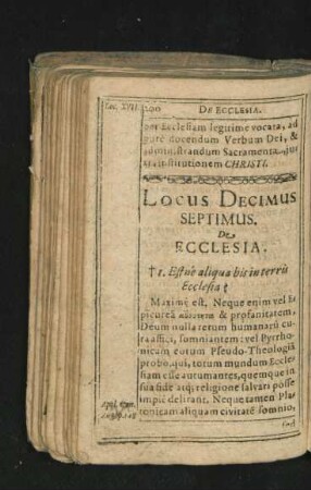 Locus Decimus Septimus. De Ecclesia.