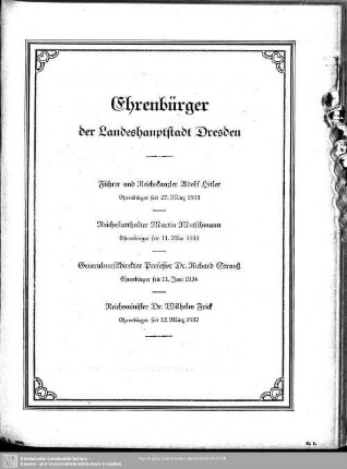 Ehrenbürger der Landeshauptstadt Dresden