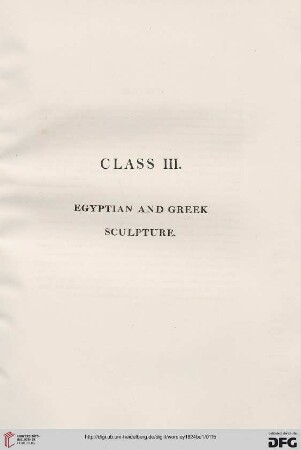 Class III: Greek and Egyptian Sculpture