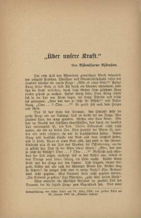 "Über unsere Kraft"