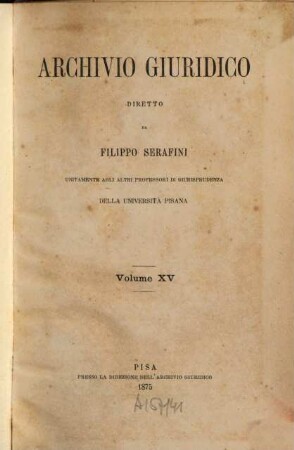 Archivio giuridico. 15. 1875