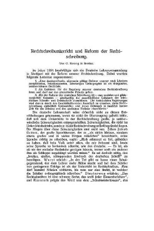 Rechtschreibunterricht und Reform der Rechtschreibung