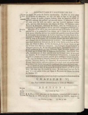 Chapitre VI. Les Pays nommés communément la Côte de Malabar.