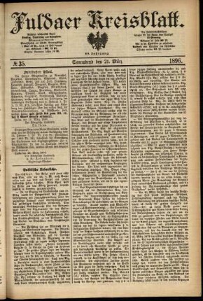 Erste Ausgabe vom Samstag, den 21. März 1896.