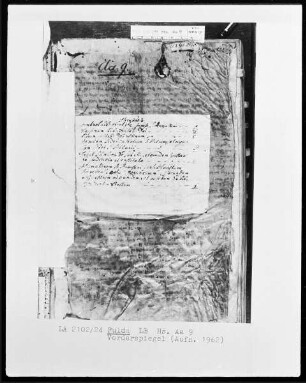 Augustinus, Ambrosius, Faustus Reensis, Pseudo Gregorius Illiberitanus — Aufgeklebtes Weingartener Inhaltsverzeichnis auf Urkundenfragment