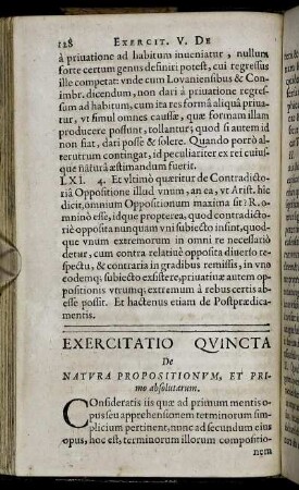 Exercitatio Quinta. De Natura Propositionum, Et Primo absolutarum.