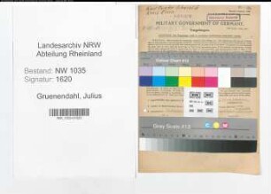 Entnazifizierung Julius Gruenendahl , geb. 10.10.1886 (Stieger)