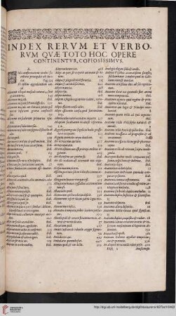 Index rervm et verborvm qvae toto hoc opera continentvr, copiosissimvs