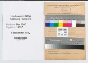 Entnazifizierung Willy Fassbender, geb. 24.04.1914 (Vertreter)