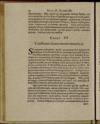 Caput III. Caussarum denuo mentionem facit.