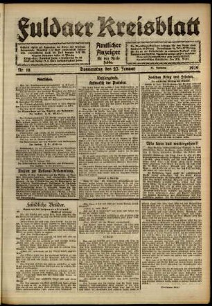 Ausgabe vom Donnerstag, den 23. Januar 1919.