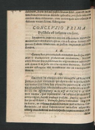 Conclusio Prima. Possibile est Infantes credere.