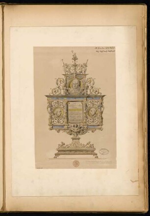 Gedenktafel Monatskonkurrenz Januar 1879: Vorderansicht; Erläuterungstext