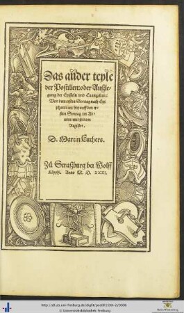 Von dem ersten Sontag nach Epiphanie an biß auff den ersten Sontag im Advent: Postill oder Außlegungen der Evangelien und Episteln nach der Zeyt und der heyligen Fest durchs gantz Jar