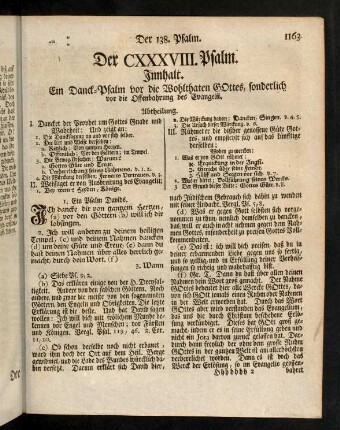 1163-1168, Der CXXXVIII. Psalm
