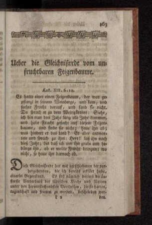Ueber die Gleichnißrede vom unfruchtbaren Feigenbaume.