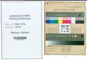 Entnazifizierung Wilhelm Niehaus , geb. 13.12.1896 (Baecker)