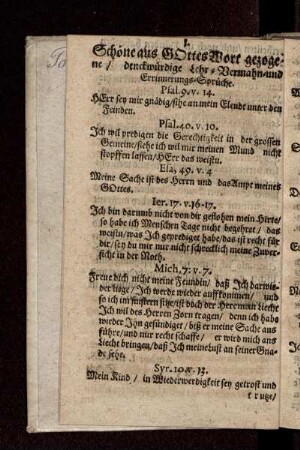 Schöne aus Gottes Wort gezogene/ denckwürdige Lehr- Vermahn- und Errinnerungs-Sprüche