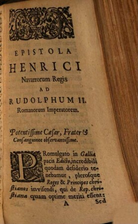 Epistolae ad Imperatorem Romanum ac Reges ... Europeos ... de Pace Ecclesiae constituenda