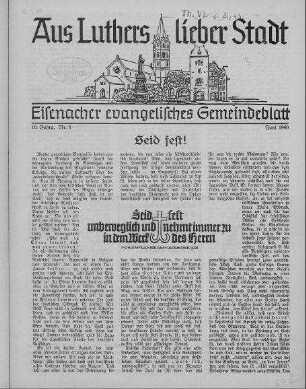 Eisenacher evangelisches Gemeindeblatt : Juni 1940