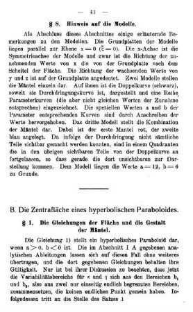 B. Die Zentralfläche eines hyperbolischen Paraboloides.
