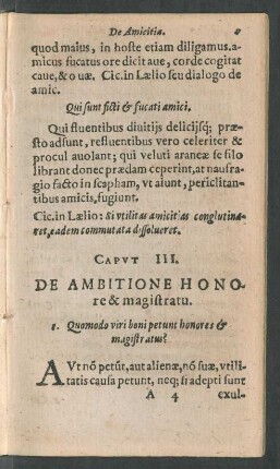 Caput III. De Ambitione Honore & magistratu.