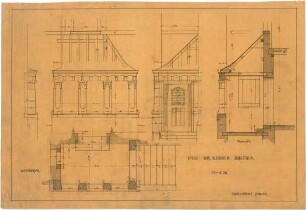 Billing, Hermann; Bretten, Heilbronnerstr. 3; Haus Dr. Gerber - Vorbau (Grundriss; Ansicht; Schnitt)