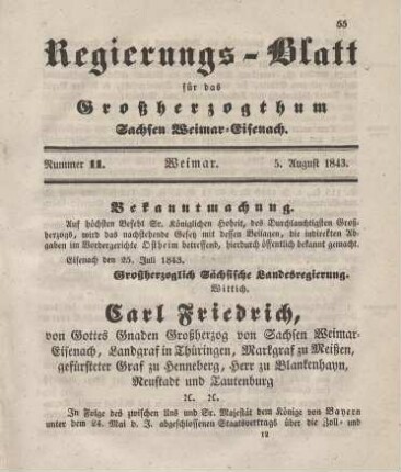 Nr. 11 : 5. August 1843