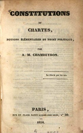 Constitutions et chartes, notions élémentaires de droit politique