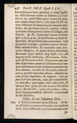 438-448, 289. I. Ratione infinitatis ipsius Essentiae ...