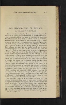 The Emancipation of the M.P.