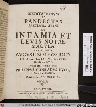 De Infamia Et Levis Notae Macvla