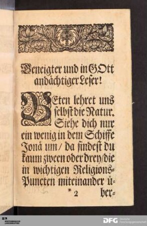 Geneigter und in Gott andächtiger Leser!