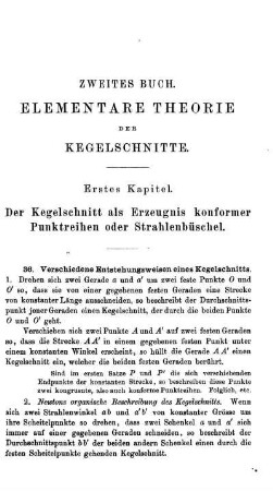 Zweites Buch. Elementare Theorie der Kegelschnitte.