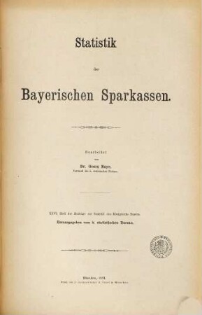 Statistik der Bayerischen Sparkassen