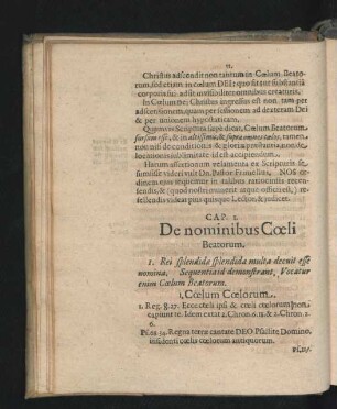 Cap. I. De nominibus Coeli Beatorum.