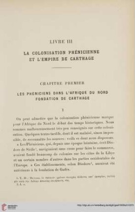 Livre III: La colonisation phénicienne et l'empire de Carthage