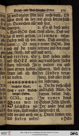 Sechster Theil: Creutz= und Anfechtungs= Lieder