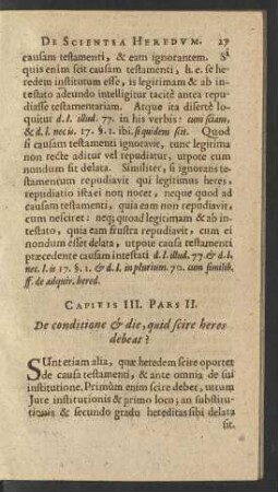 Capitis III. Pars II. De conditione & die, quid scire heres debeat?
