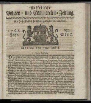 29tes Stueck, Montag den 18ten Julii. 1768