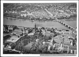 Dresden, Altstadt mit Semperoper, Zwinger und Fernheizwerk, Luftbild